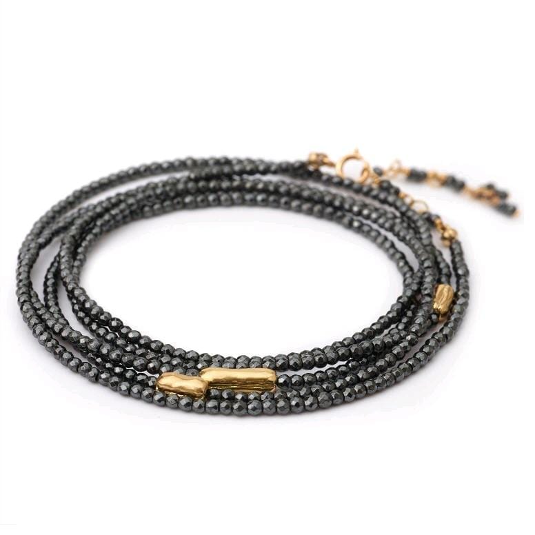 18K Yellow Gold Hematite Wrap Bracelet