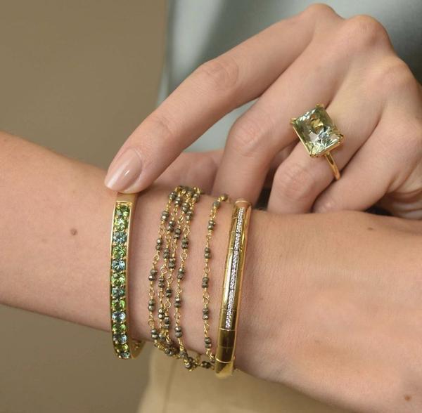 18K Yellow Gold Hematite Wrap Bracelet