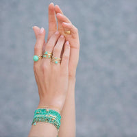 18K Yellow Gold Turquoise Wrap Bracelet