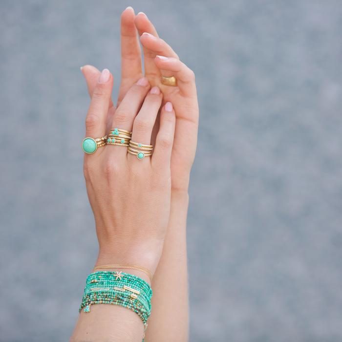 18K Yellow Gold Turquoise Wrap Bracelet