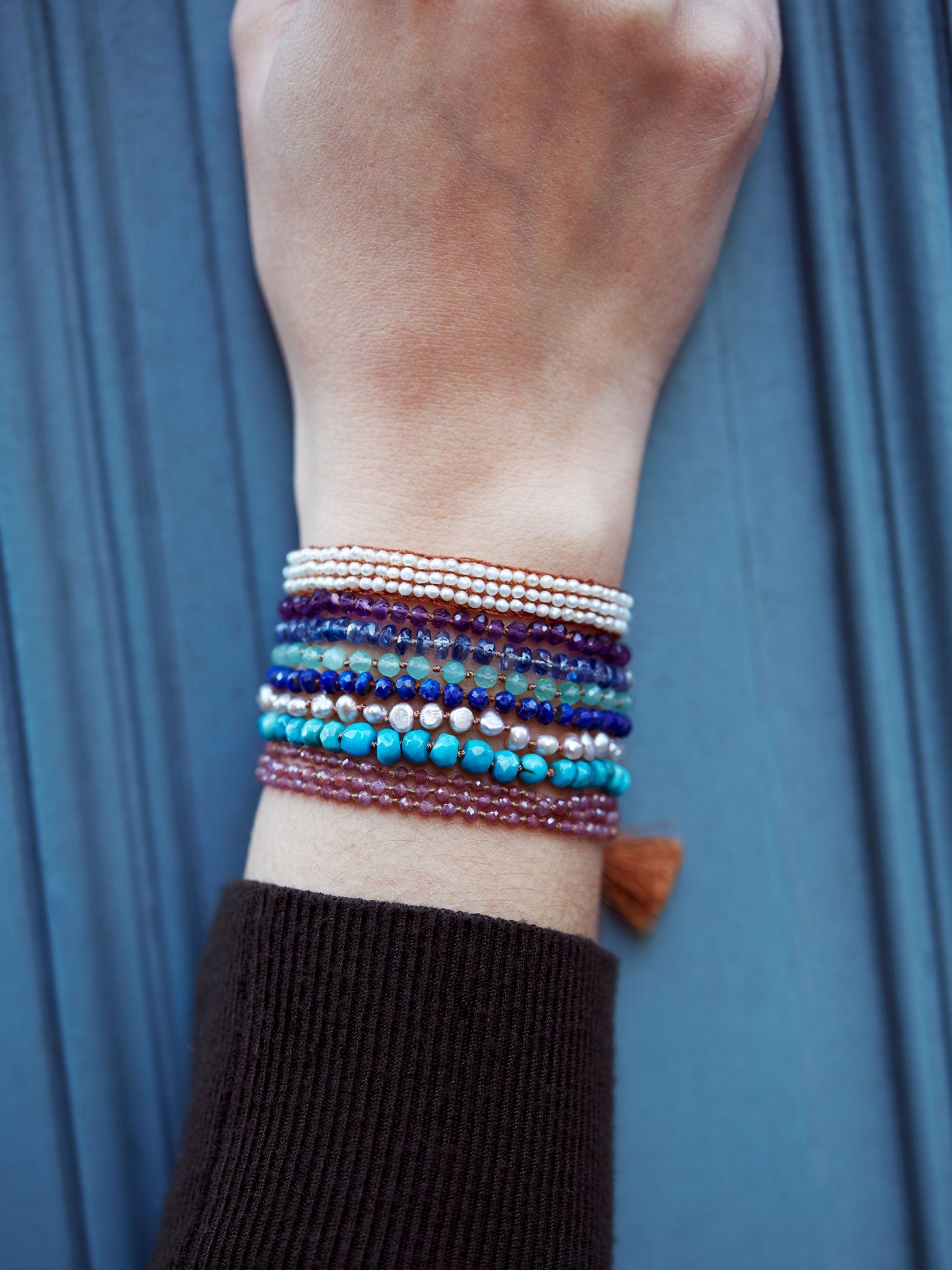Amethyst Bead Bracelet with Tassel