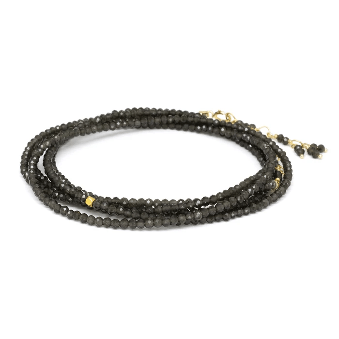 18K Yellow Gold Obsidian Wrap Bracelet