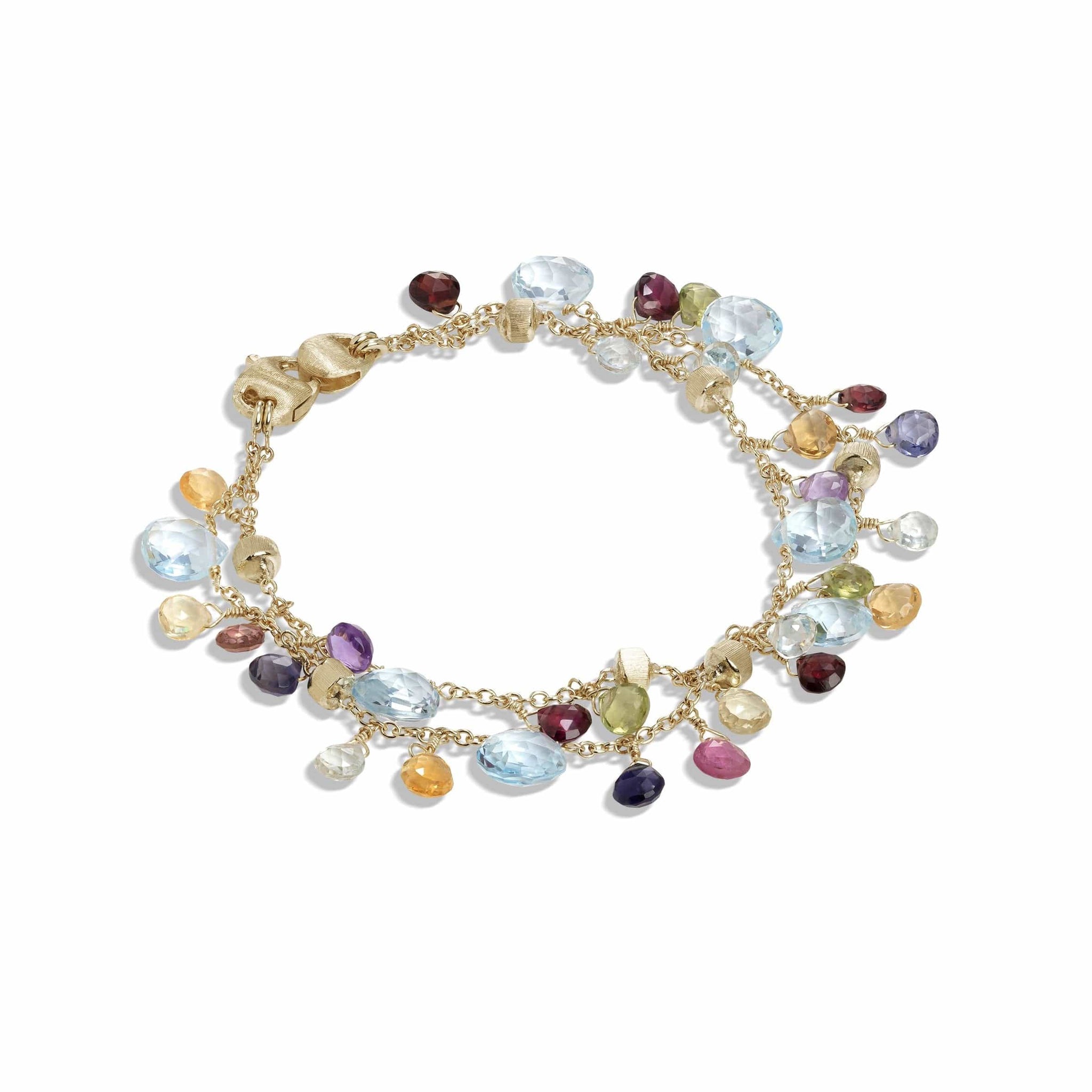 Paradise 18K Yellow Gold Double Row Multi Stone Bracelet