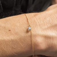 14K Yellow Gold Labradorite Drop Bracelet