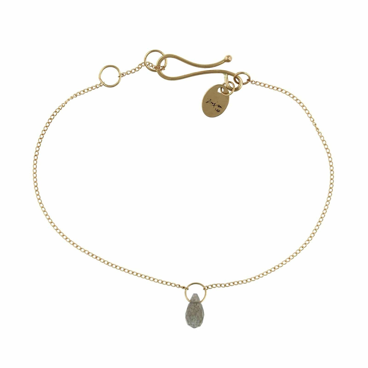 14K Yellow Gold Labradorite Drop Bracelet