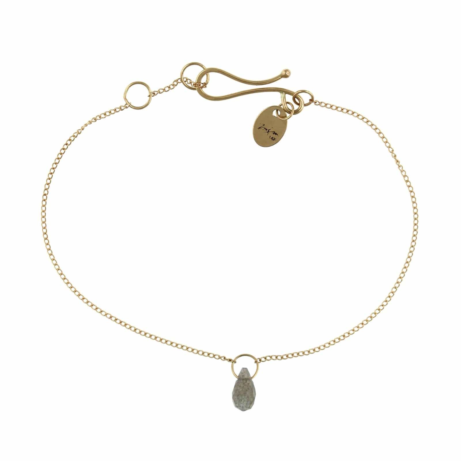 14K Yellow Gold Labradorite Drop Bracelet