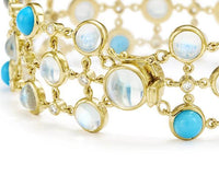 Temple St. Clair 18K Yellow Gold Moonstone and Turquoise Bracelet