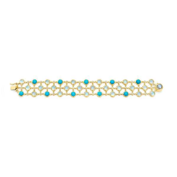 Temple St. Clair 18K Yellow Gold Moonstone and Turquoise Bracelet