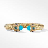 Renaissance Bracelet in 18K Yellow Gold with Turqoise, Hampton Blue Topaz and Iolite, Long's Jewelers