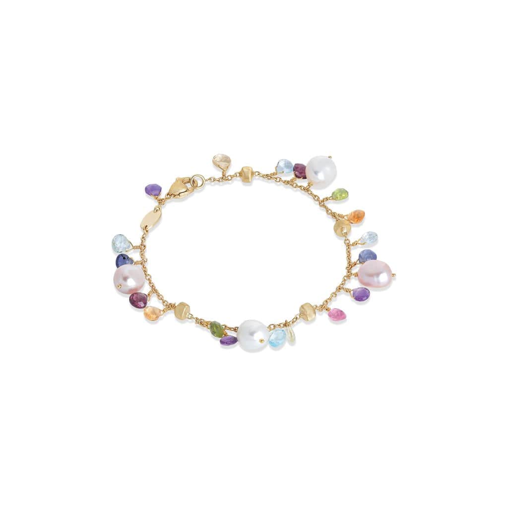 Paradise 18K Yellow Gold Pearl and Mix Stone Bracelet, yellow gold, Long's Jewelers