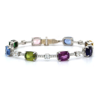 18K White Gold Sapphire and Tsavorite Bracelet