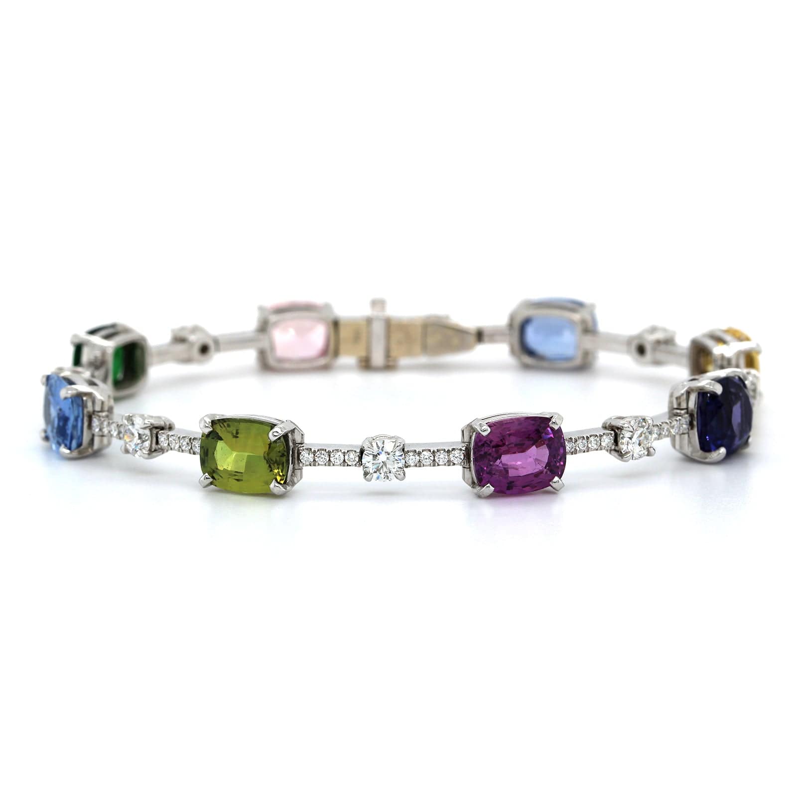 18K White Gold Sapphire and Tsavorite Bracelet