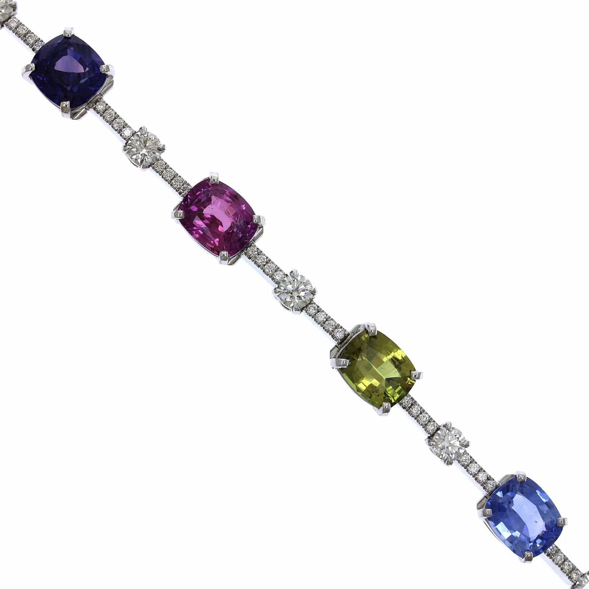 18K White Gold Sapphire and Tsavorite Bracelet