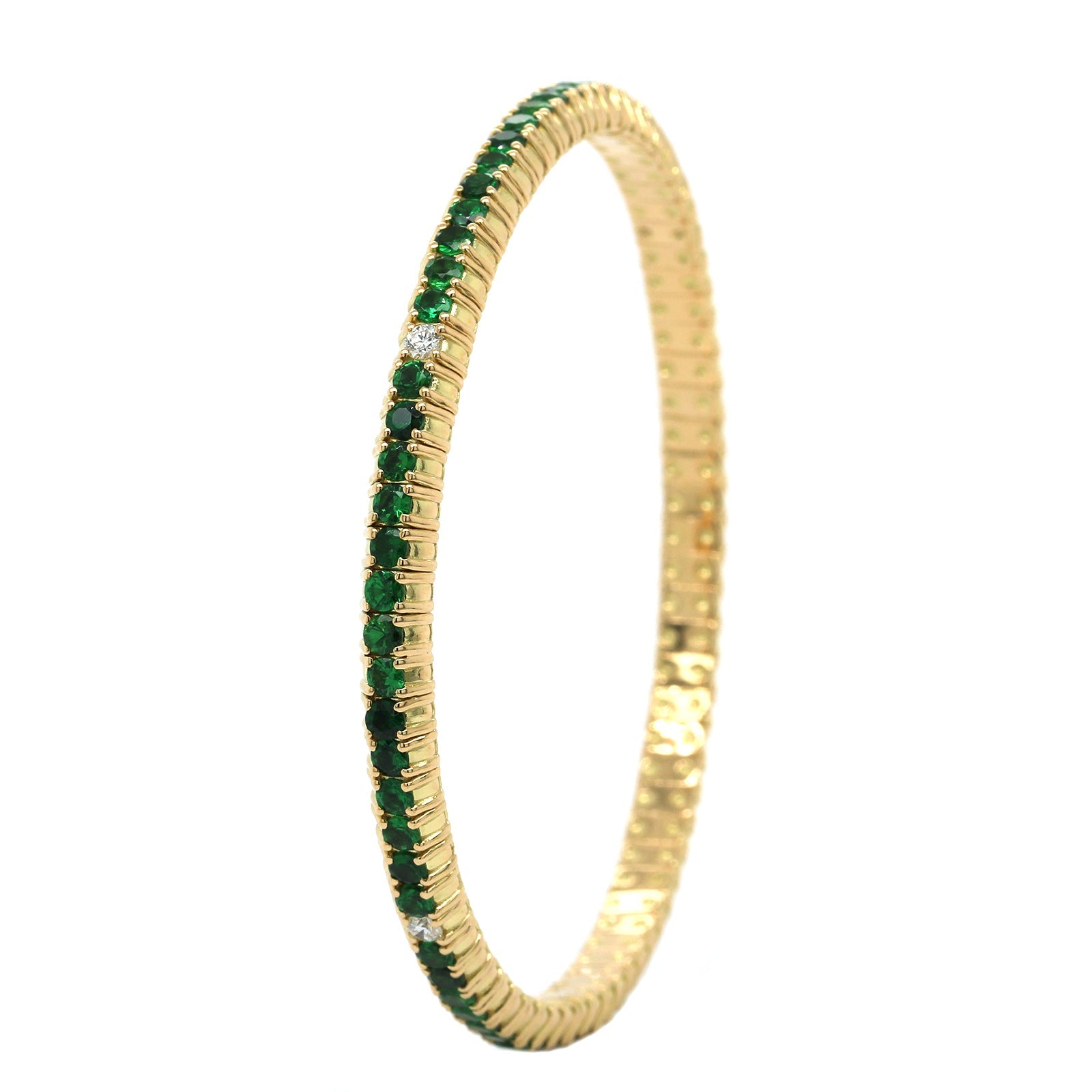 18K Yellow Gold Tsavorite Stretch Bracelet, Long's Jewelers