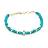 14K Yellow Gold Turquoise and Diamond Bracelet, 14k yellow gold, Long's Jewelers