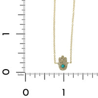 14K Yellow Gold Turquoise Diamond Hamsa Bracelet