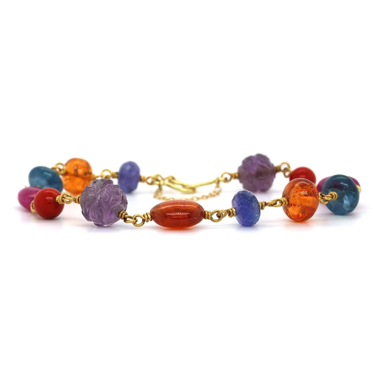 22K Yellow Gold Multi Gem Bead Bracelet, 22k and 18k yellow gold Long's Jewelers