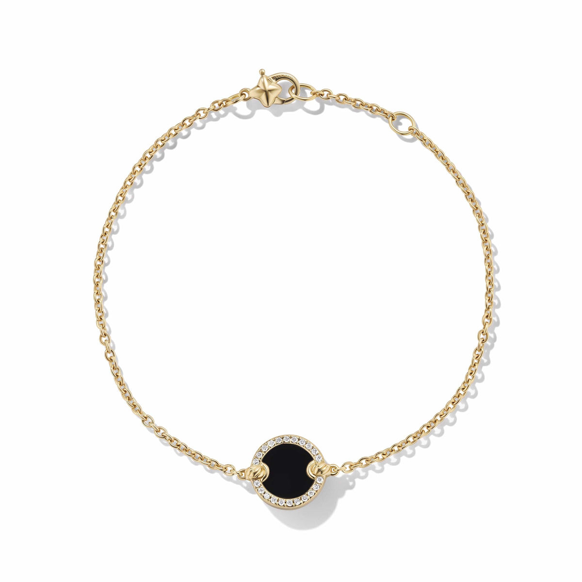 Petite DY Elements® Center Station Chain Bracelet in 18K Yellow Gold with Black Onyx and Pavé Diamonds