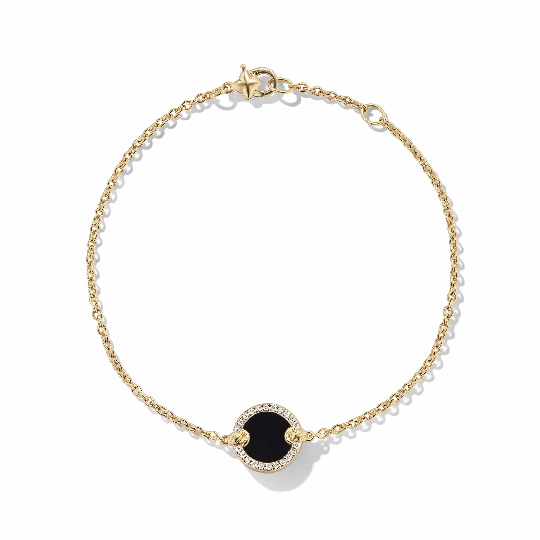 Petite DY Elements® Center Station Chain Bracelet in 18K Yellow Gold with Black Onyx and Pavé Diamonds