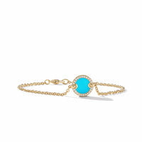 Petite DY Elements® Center Station Chain Bracelet in 18K Yellow Gold with Turquoise and Pavé Diamonds