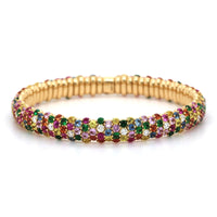 18K Yellow Gold Sapphire and Semi Precious Stone Stretch Bracelet, 18k yellow gold, Long's Jewelers