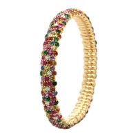 Zydo 18K Yellow Gold Sapphire and Semi Precious Stone Stretch Bracelet