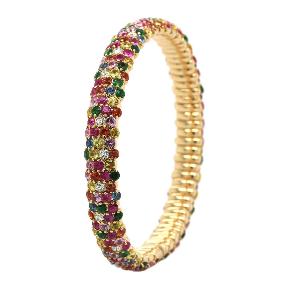 Zydo 18K Yellow Gold Sapphire and Semi Precious Stone Stretch Bracelet