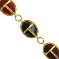 Christina Alexiou 14K Yellow Gold Agate and Carnelian Scarab Bracelet