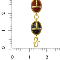 Christina Alexiou 14K Yellow Gold Agate and Carnelian Scarab Bracelet