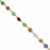 18K Yellow Gold Textile Multi Gemstone Bracelet, Long's Jewelers