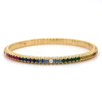18K Yellow Gold Sapphire and Multi Gemstone Stretch Bracelet, Long's Jewelers