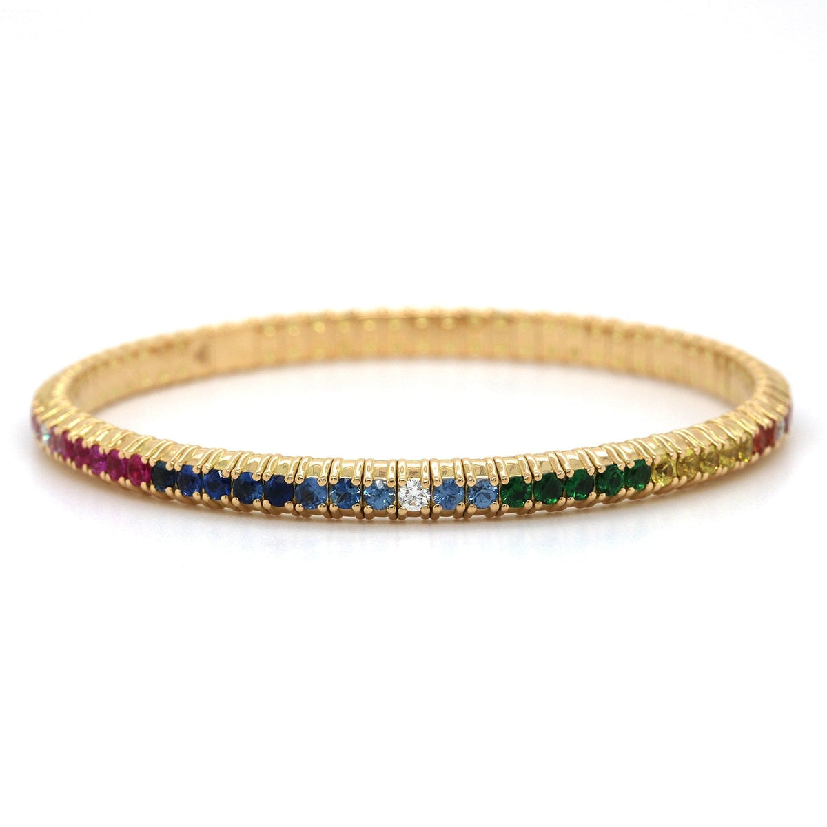 18K Yellow Gold Sapphire and Multi Gemstone Stretch Bracelet, Long's Jewelers