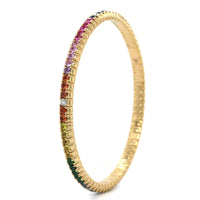 18K Yellow Gold Sapphire and Multi Gemstone Stretch Bracelet, Long's Jewelers