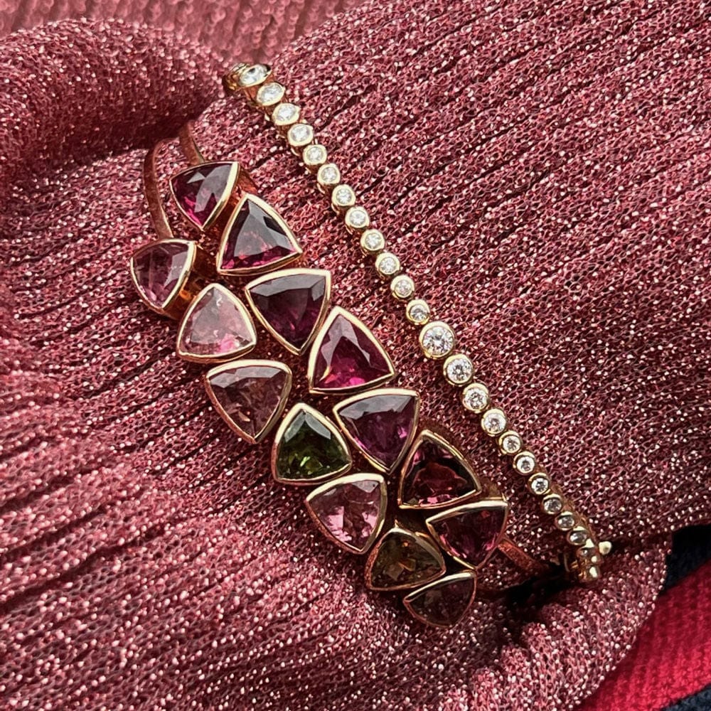 18K Rose Gold Watermelon Tourmaline Bracelet