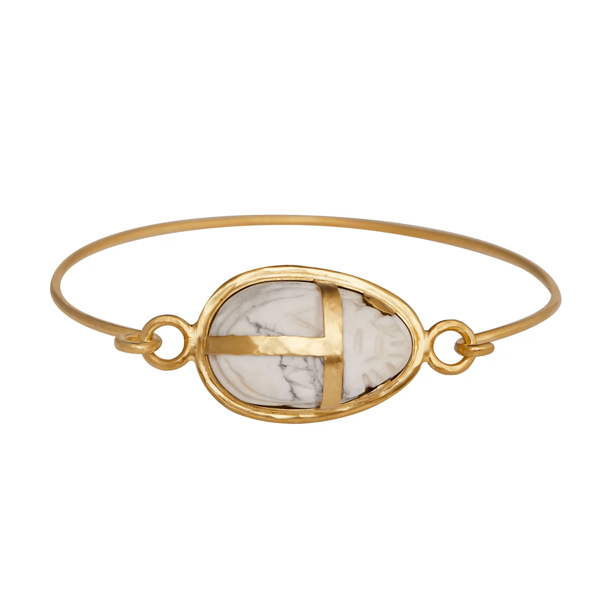 14K Yellow Gold Scarab Howlite Bracelet, 14k yellow gold, Long's Jewelers