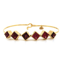 18K Yellow Gold Square Bezel Set Pink Tourmaline Bracelet