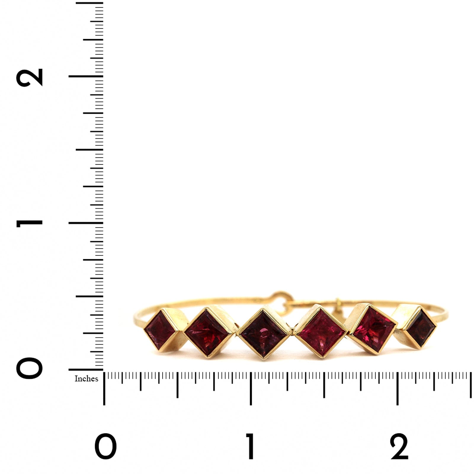 18K Yellow Gold Square Bezel Set Pink Tourmaline Bracelet
