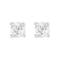 14K White Gold Round White Topaz Stud Earrings