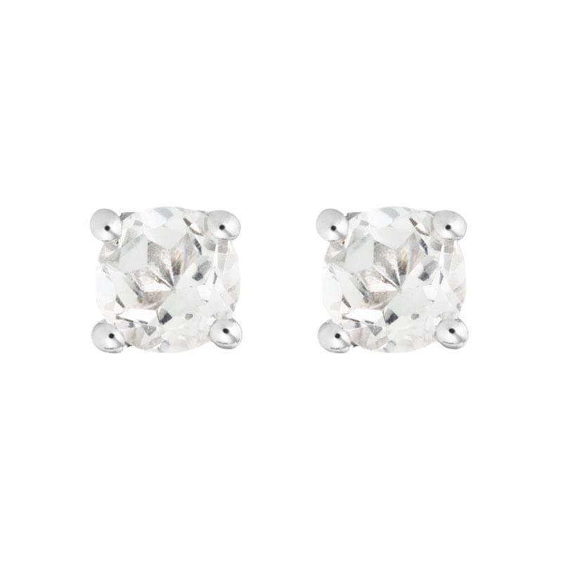 14K White Gold Round White Topaz Stud Earrings