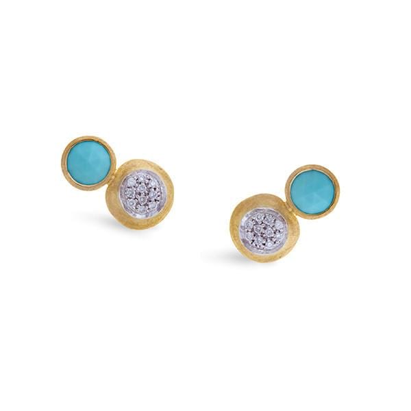Jaipur 18K Yellow Gold Turquoise and Diamond Earrings