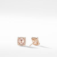 Chatelaine Pavé Bezel Stud Earrings in 18K Rose Gold with Morganite