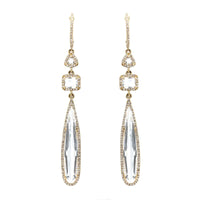 14K Yellow Gold White Topaz Drop Earrings