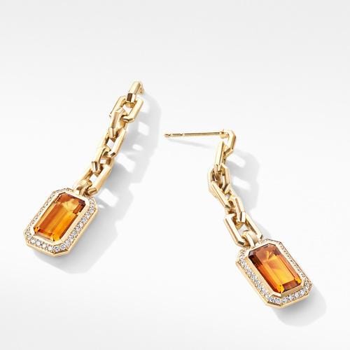 Novella Chain Drop Earrings in 18K Yellow Gold with Madeira Citrine and Diamonds