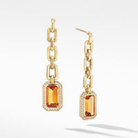 Novella Chain Drop Earrings in 18K Yellow Gold with Madeira Citrine and Diamonds