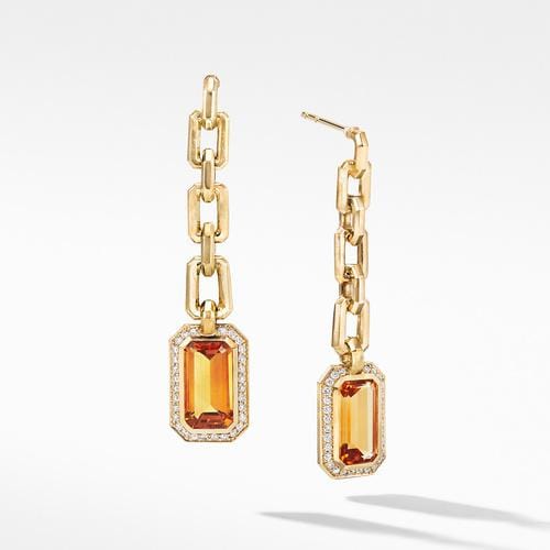 Novella Chain Drop Earrings in 18K Yellow Gold with Madeira Citrine and Diamonds