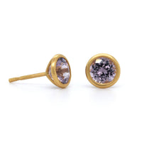 18K Yellow Gold Lavendar Spinel Stud Earrings