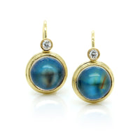 18K Yellow Gold Moonstone Earrings