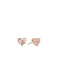 Heart Stud Earrings in 18K Rose Gold with Morganite