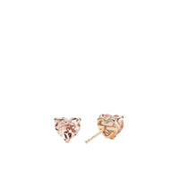 Heart Stud Earrings in 18K Rose Gold with Morganite