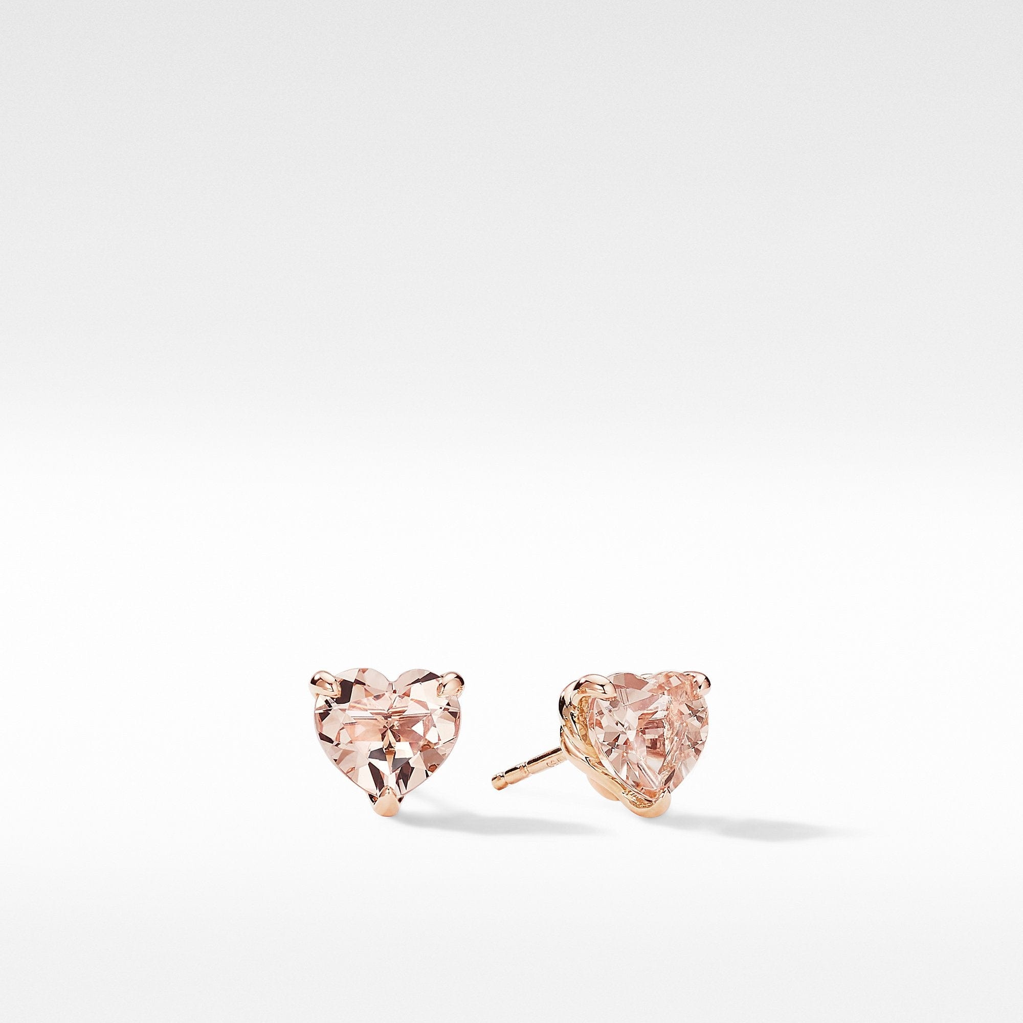 Heart Stud Earrings in 18K Rose Gold with Morganite